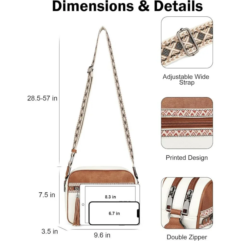 Vegan Leather Crossbody Bag Women Multi-Pocket Medium Shoulder Purse Travel - Picture 3 of 9